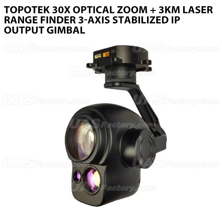 Topotek 30x optical zoom + 3km laser range finder 3-axis stabilized IP output gimbal