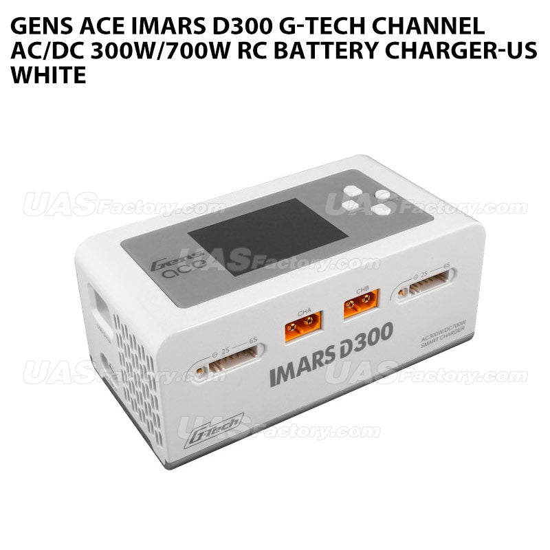 Gens Ace IMARS D300 G-Tech Channel AC/DC 300W/700W RC Battery Charger-US White