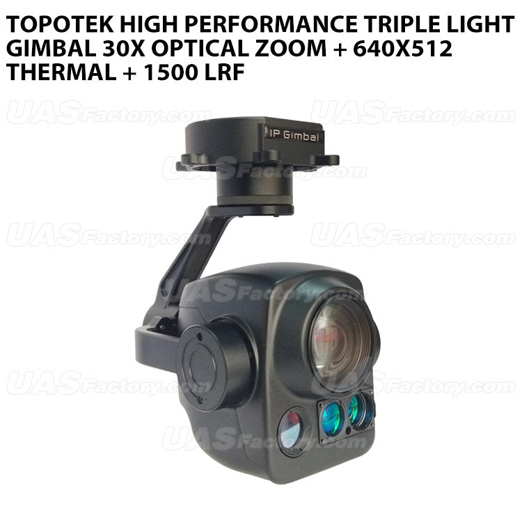 Topotek TH30G6L15 High Performance Triple Light Gimbal 30X Optical Zoom + 640x512 Thermal + 1500 LRF