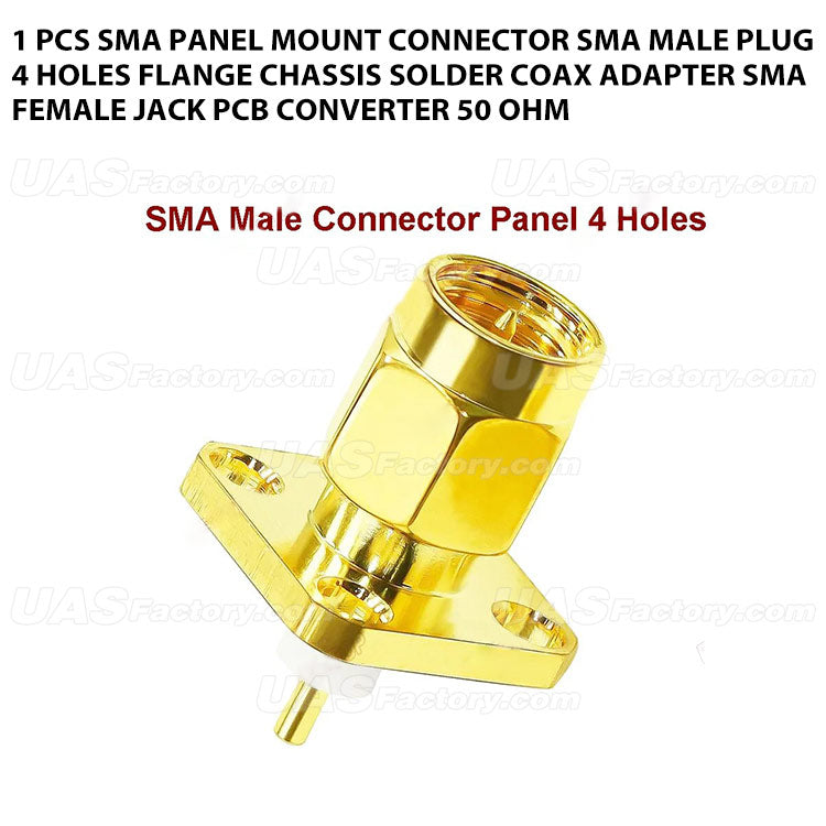 1 Pcs SMA Panel Mount Connector SMA Male Plug 4 Holes Flange Chassis Solder Coax Adapter SMA Female Jack PCB Converter 50 Ohm