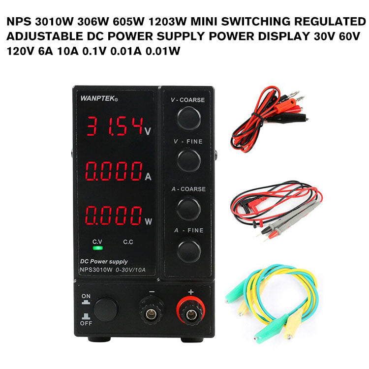 NPS 3010W 306W 605W 1203W Mini Switching Regulated Adjustable DC Power Supply Power Display 30V 60V 120V 6A 10A 0.1V 0.01A 0.01W