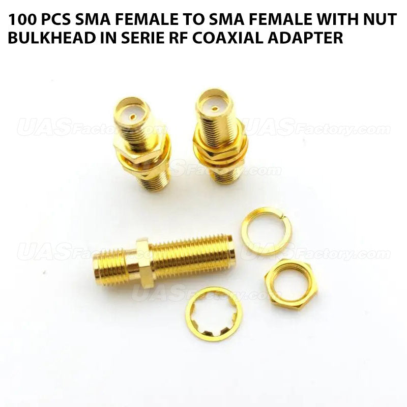 100 pcs SMA female to SMA female with nut bulkhead in serie RF coaxial adapter