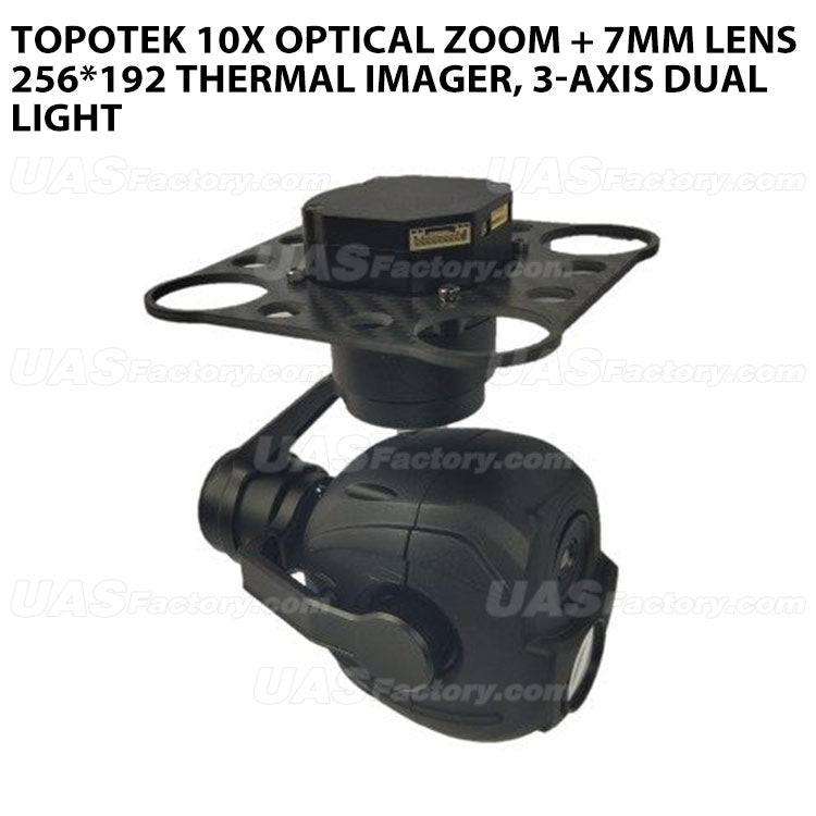 Topotek 10x optical zoom + 7mm lens 256*192 thermal imager, 3-axis dual light