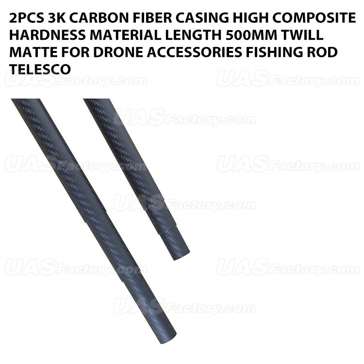 2pcs 3K Carbon Fiber Casing High Composite Hardness Material Length 500mm Twill Matte For Drone Accessories Fishing Rod Telesco