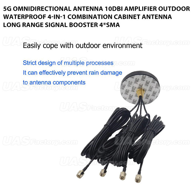 5G Omnidirectional Antenna 10dBi Amplifier Outdoor Waterproof 4-in-1 Combination Cabinet Antenna Long Range Signal Booster 4*SMA