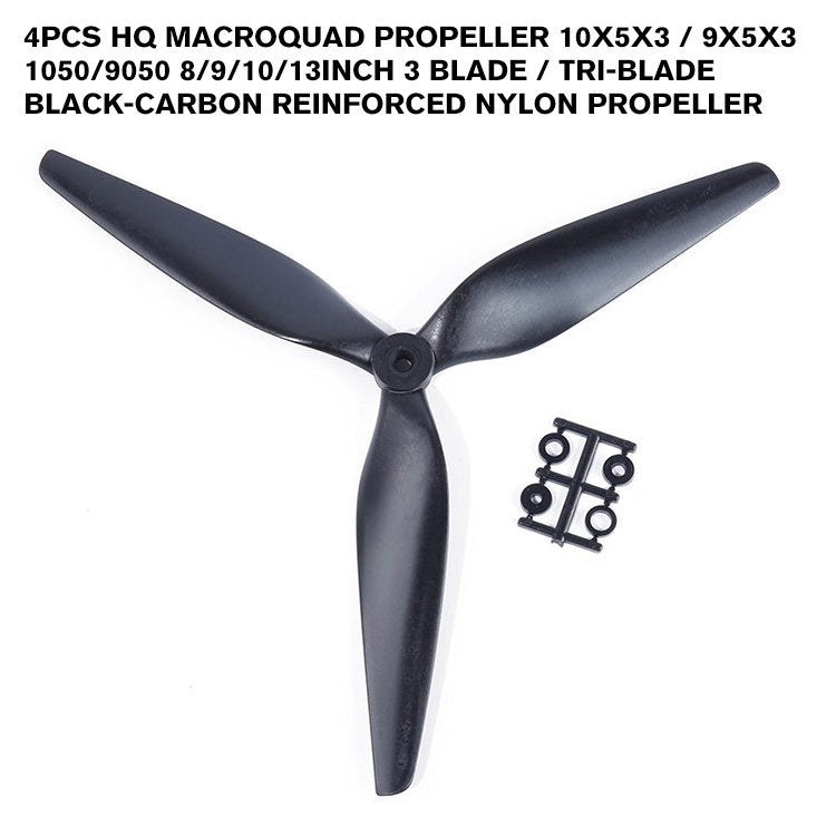 4pcs HQ Macroquad propeller 10X5X3 / 9X5X3 1050/9050 8/9/10/13inch 3 blade / tri-blade Black-carbon Reinforced nylon propeller