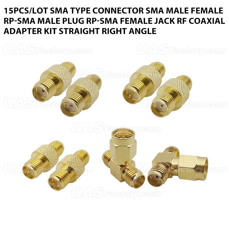 15Pcs/lot SMA Type Connector SMA Male Female RP-SMA Male Plug RP-SMA Female Jack RF Coaxial Adapter Kit Straight Right Angle