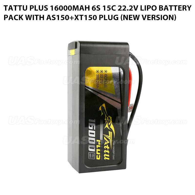 Tattu Plus 16000mAh 6S 15C 22.2V Lipo Battery Pack With AS150+XT150 Plug (New Version)