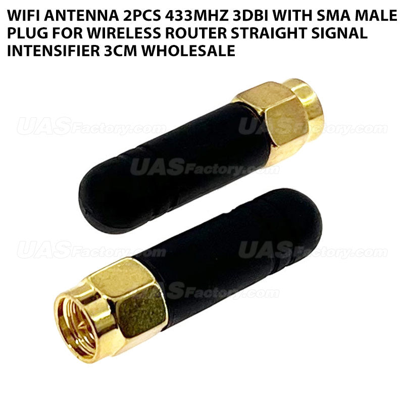 Wifi Antenna 2pcs 433MHz 3dBi with SMA Male Plug for Wireless Router Straight Signal Intensifier 3cm Wholesale