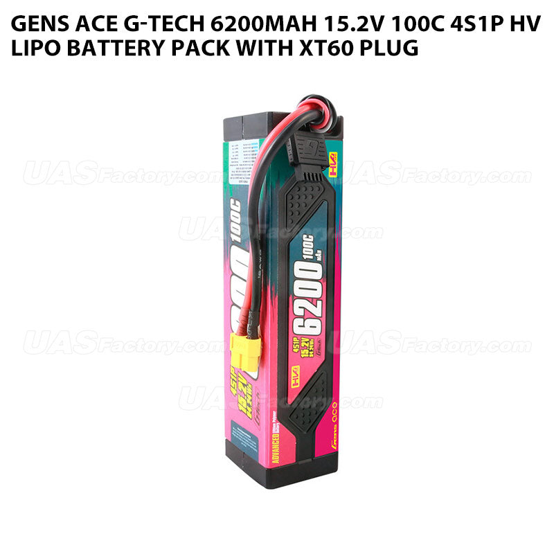 Gens Ace G-Tech 6200mAh 15.2V 100C 4S1P HV Lipo Battery Pack With XT60 Plug