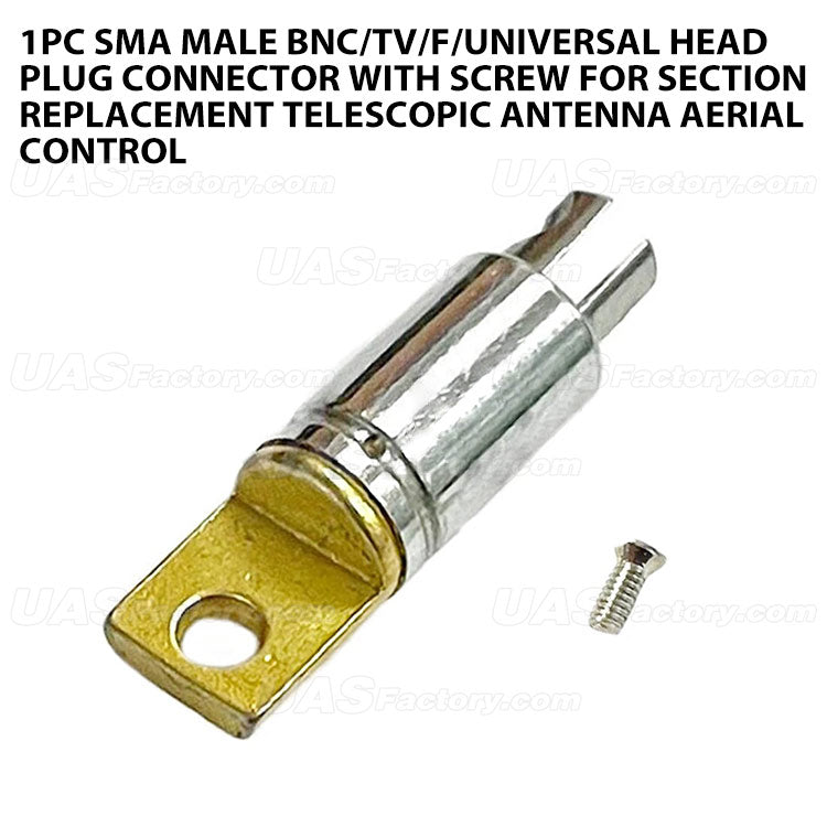 1pc SMA Male BNC/TV/F/Universal Head Plug Connector with Screw for Section Replacement Telescopic Antenna Aerial Control