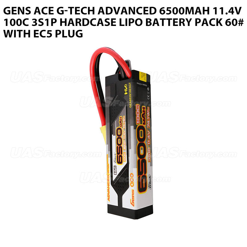 Gens Ace G-Tech Advanced 6500mAh 11.4V 100C 3S1P HardCase Lipo Battery Pack 60# With EC5 Plug