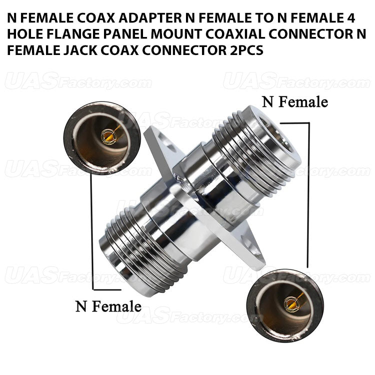 N Female Coax Adapter N Female to N Female 4 Hole Flange Panel Mount Coaxial Connector N Female Jack Coax Connector 2pcs