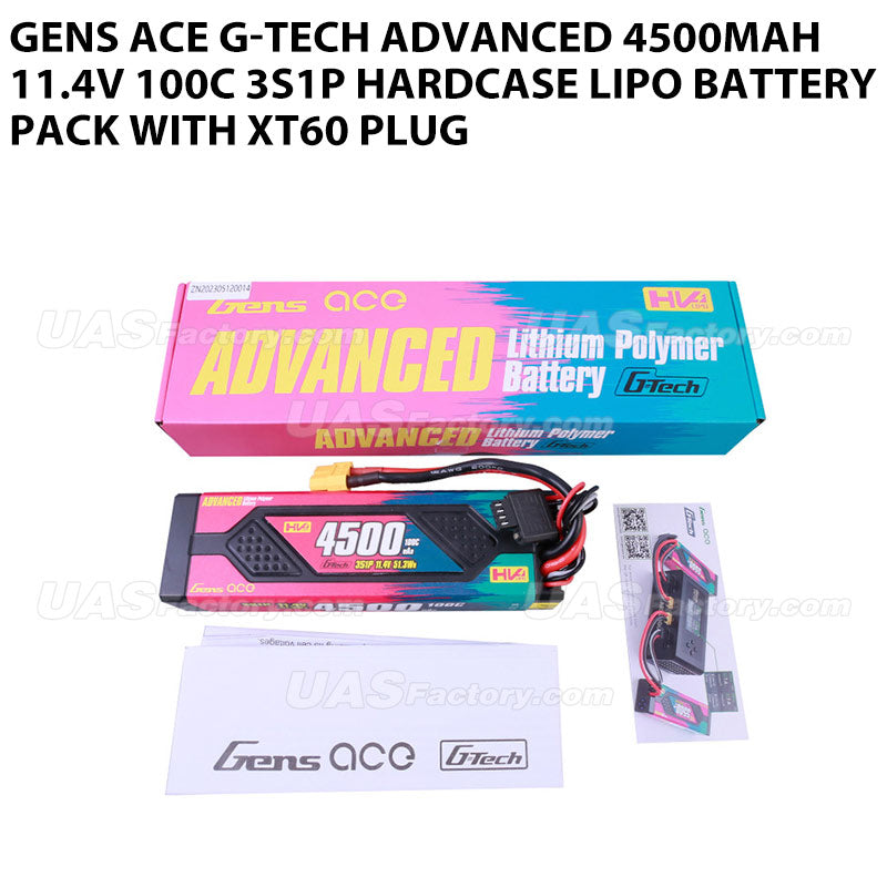 Gens Ace G-Tech Advanced 4500mAh 11.4V 100C 3S1P HardCase Lipo Battery Pack With XT60 Plug