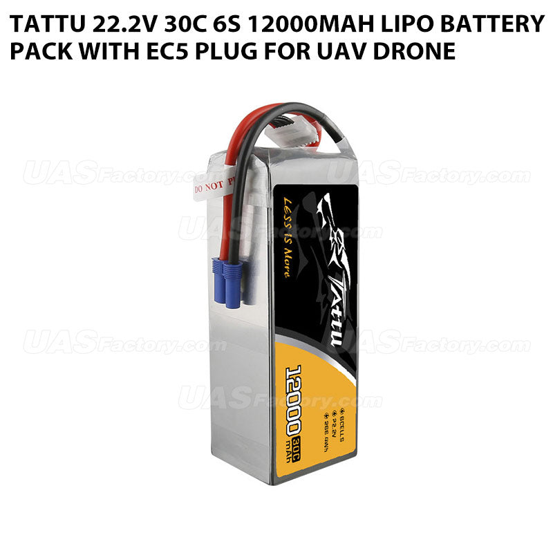 Tattu 22.2V 30C 6S 12000mAh Lipo Battery Pack With EC5 Plug For UAV Drone