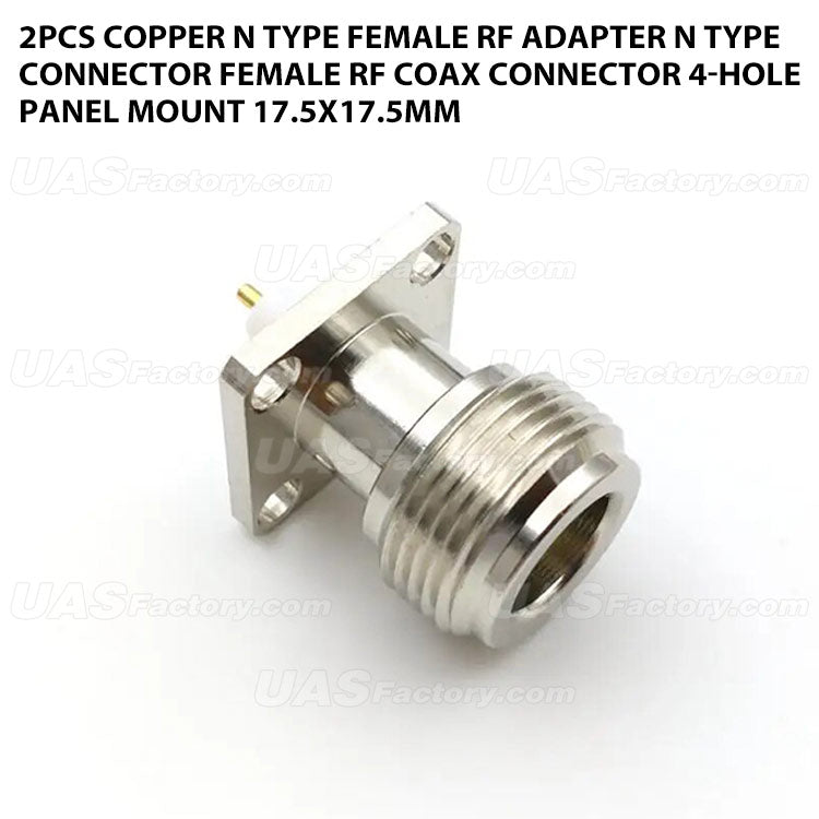 2pcs copper N type female RF Adapter N Type Connector FeMale RF COAX connector 4-hole panel mount 17.5x17.5mm