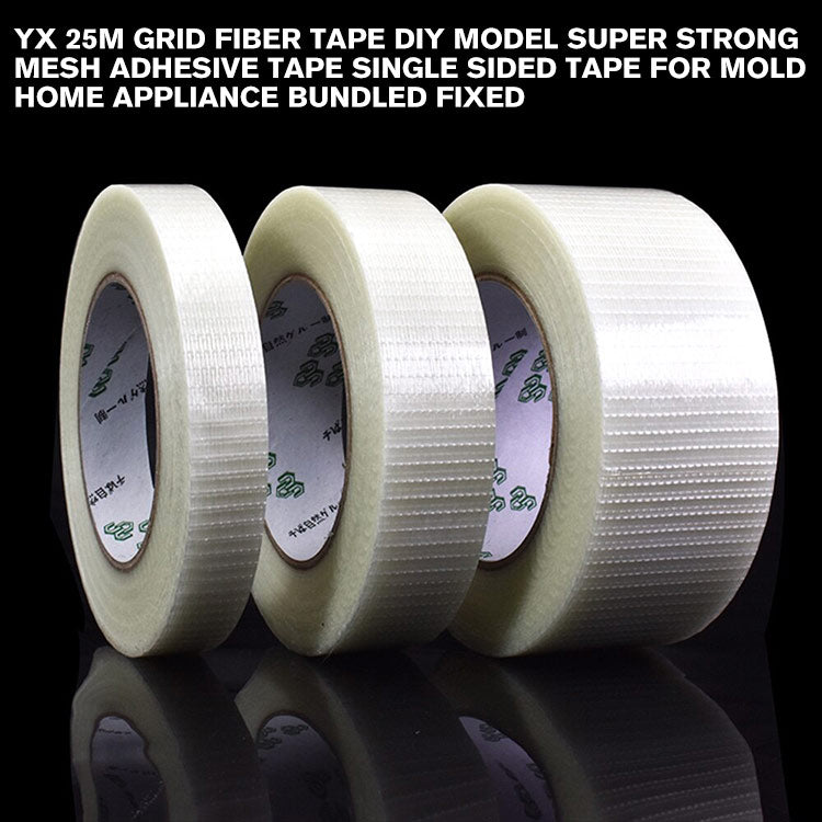 YX 25M Grid Fiber Tape DIY Model Super Strong Mesh Adhesive Tape Single Sided Tape For Mold Home Appliance Bundled Fixed