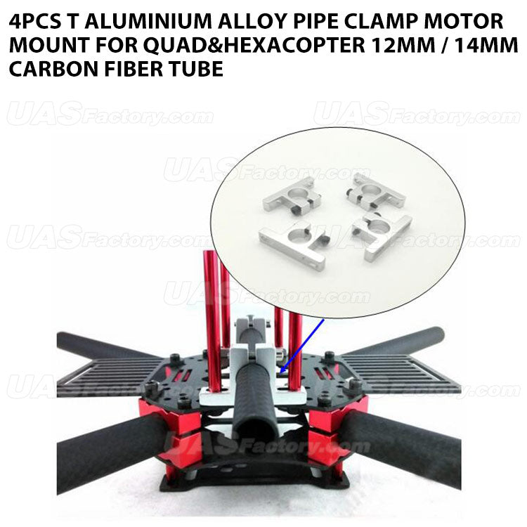 4pcs T Aluminium Alloy Pipe Clamp Motor Mount for Quad&HexaCopter 12mm / 14mm Carbon fiber tube