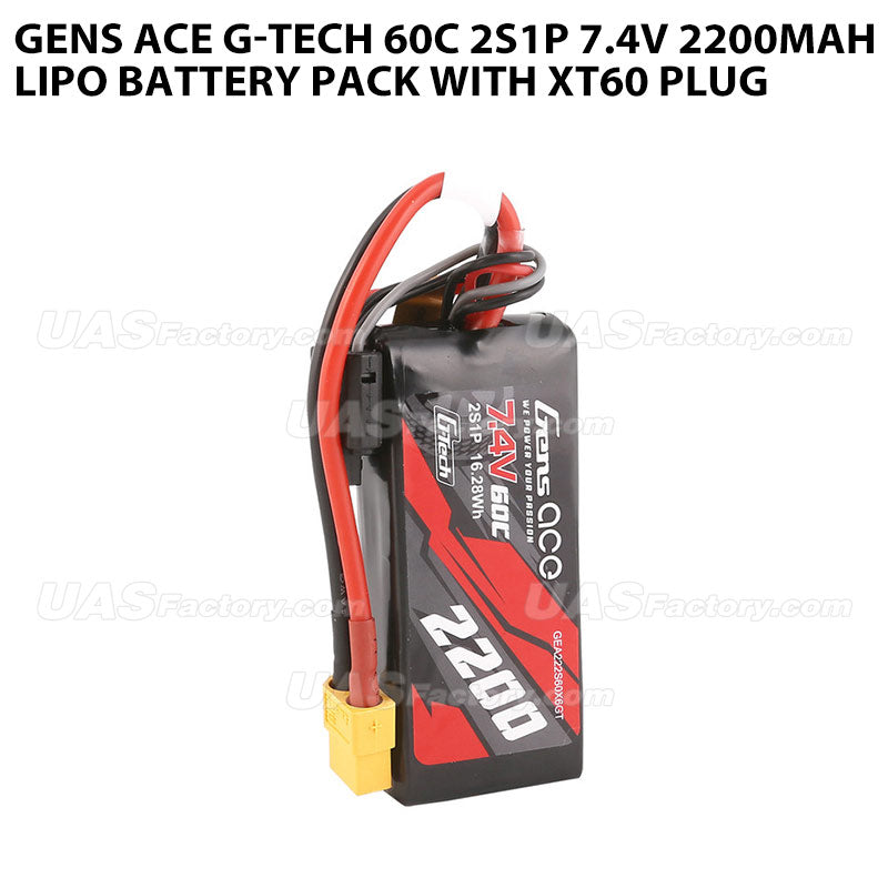 Gens Ace G-Tech 60C 2S1P 7.4V 2200mah Lipo Battery Pack With XT60 Plug