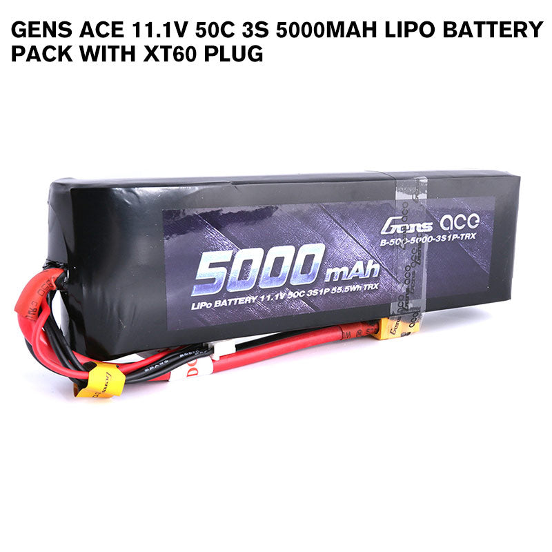 Gens Ace 11.1V 50C 3S 5000mAh Lipo Battery Pack With XT60 Plug