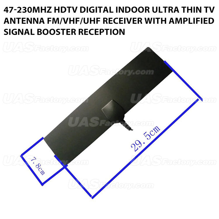 47-230MHz HDTV Digital Indoor Ultra Thin TV Antenna FM/VHF/UHF Receiver with Amplified Signal Booster Reception