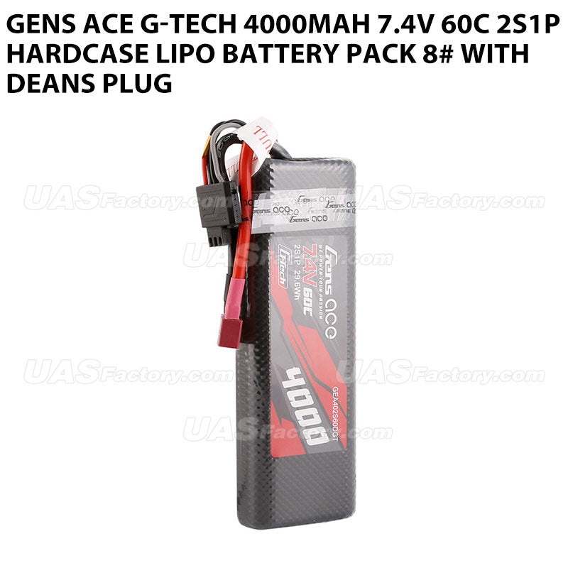 Gens Ace G-Tech 4000mAh 7.4V 60C 2S1P HardCase Lipo Battery Pack 8# With Deans Plug