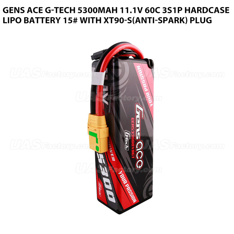 Gens Ace G-Tech 5300mAh 11.1V 60C 3S1P HardCase Lipo Battery 15# With XT90-S(Anti-Spark) Plug