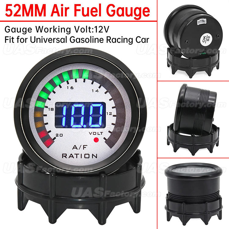 52mm Digital Air Fuel Ratio Gauge With Narrowband O2 Oxygen Sensor Car Gauge AFR Fit for 12V Car Voltmeter 2 in 1 Meter Voltage