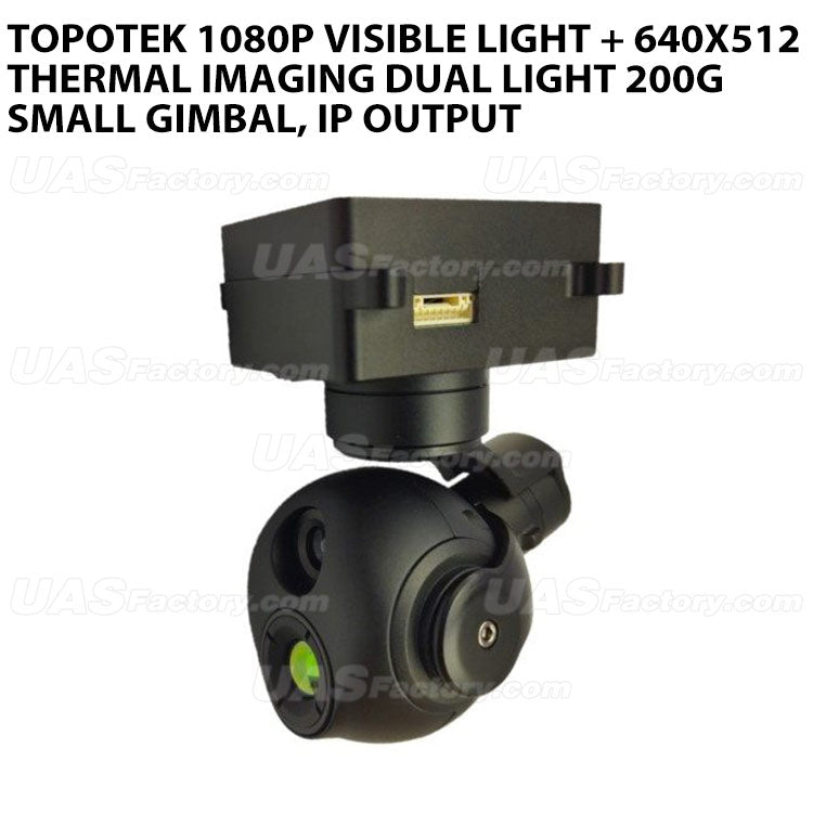 Topotek 1080P visible light + 640x512 thermal imaging dual light 200g small gimbal, IP output