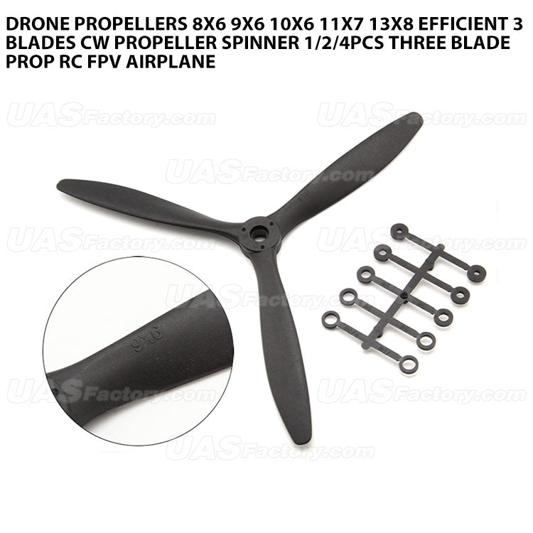 Drone Propellers 8x6 9x6 10x6 11x7 13x8 Efficient 3 Blades CW Propeller Spinner 1/2/4PCS Three Blade Prop RC FPV Airplane