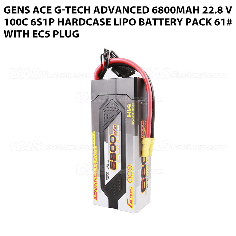 Gens Ace G-Tech Advanced 6800mAh 22.8 V 100C 6S1P HardCase Lipo Battery Pack 61# With EC5 Plug