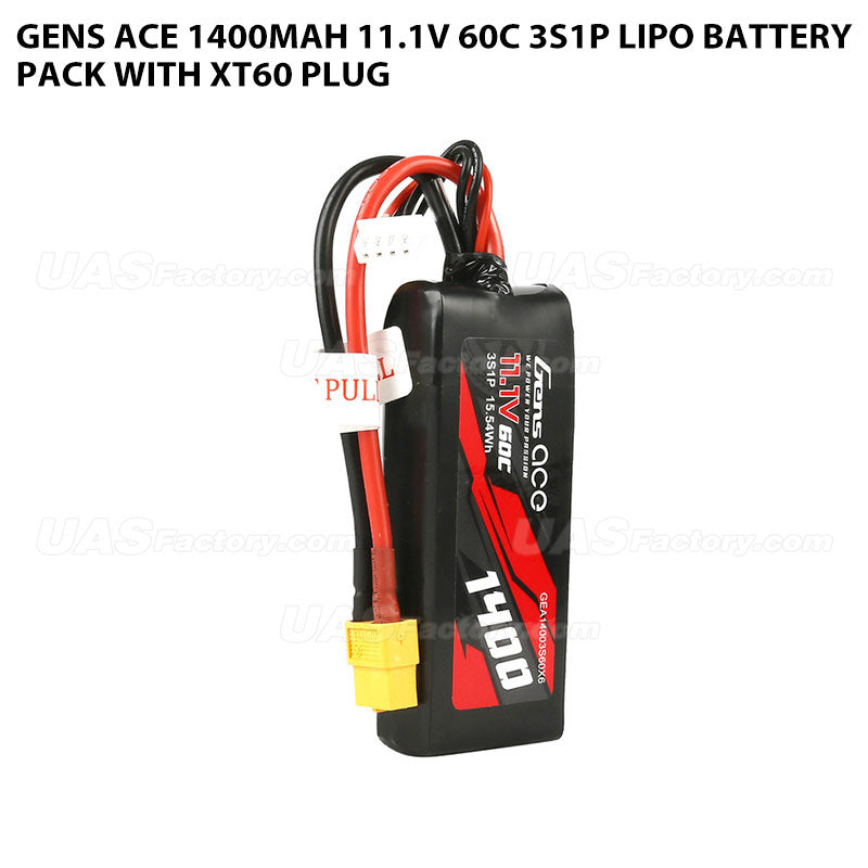 Gens Ace 1400mAh 11.1V 60C 3S1P Lipo Battery Pack With XT60 Plug