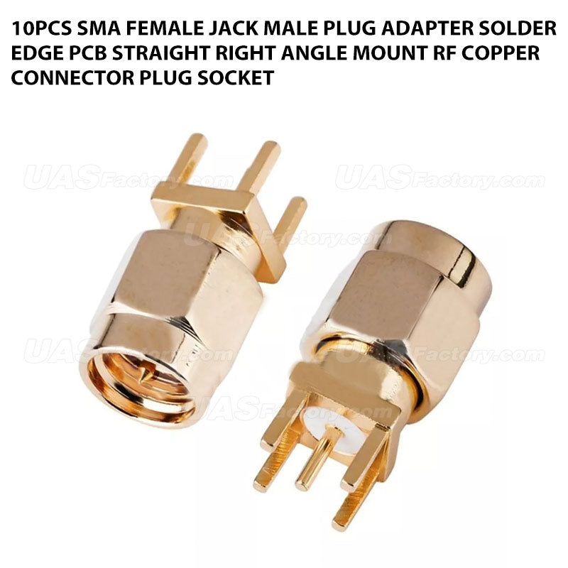 10Pcs SMA Female Jack Male Plug Adapter Solder Edge PCB Straight Right angle Mount RF Copper Connector Plug Socket