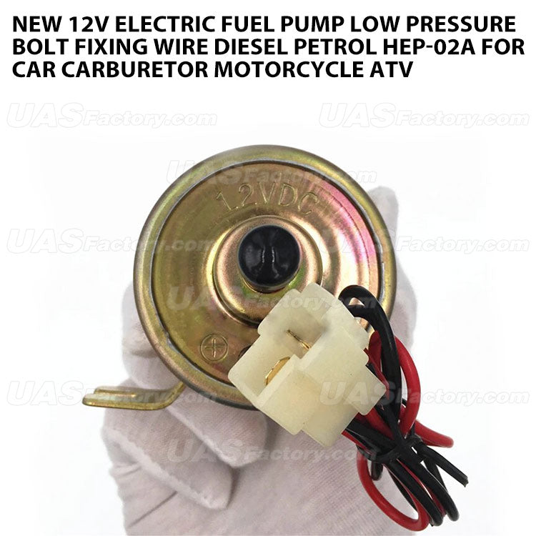 New 12V Electric Fuel Pump Low Pressure Bolt Fixing Wire Diesel Petrol HEP-02A For Car Carburetor Motorcycle ATV