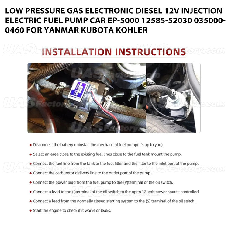 Low Pressure Gas Electronic Diesel 12V Injection Electric Fuel Pump Car EP-5000 12585-52030 035000-0460 For Yanmar Kubota Kohler