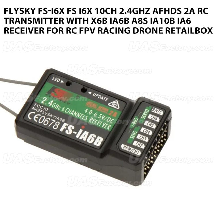 FLYSKY FS-i6X FS i6X 10CH 2.4GHz AFHDS 2A RC Transmitter With X6B iA6B A8S iA10B iA6 Receiver for RC FPV Racing Drone Retailbox