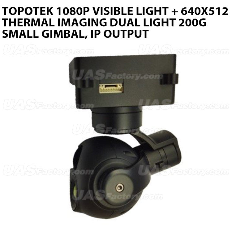 Topotek 1080P visible light + 640x512 thermal imaging dual light 200g small gimbal, IP output