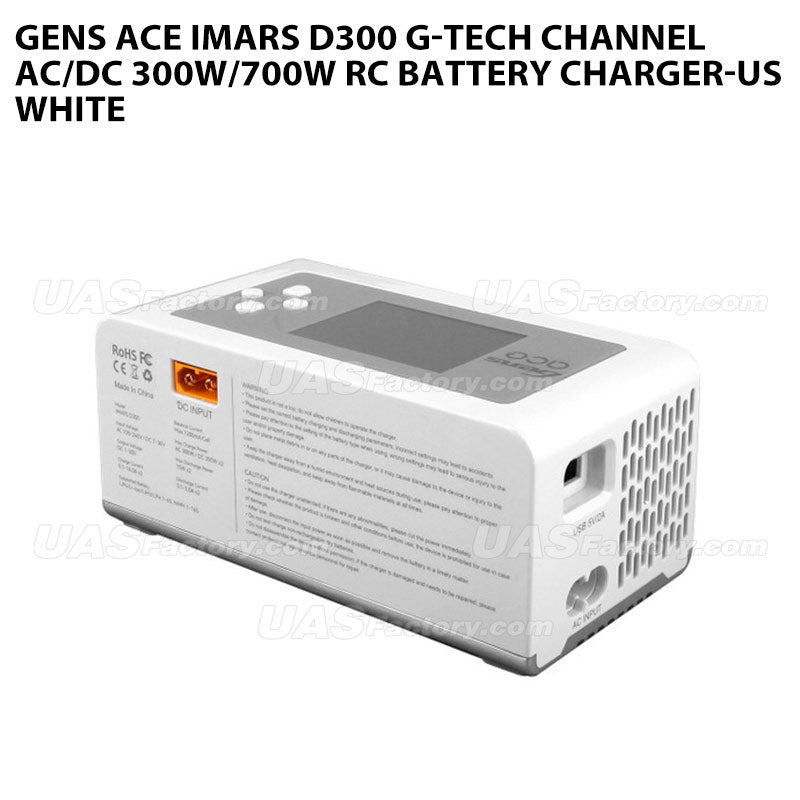 Gens Ace IMARS D300 G-Tech Channel AC/DC 300W/700W RC Battery Charger-US White