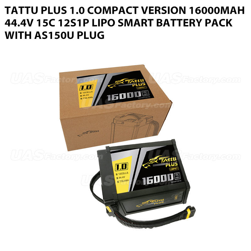 Tattu Plus 1.0 Compact Version 16000mAh 44.4V 15C 12S1P Lipo Smart Battery Pack With AS150U Plug