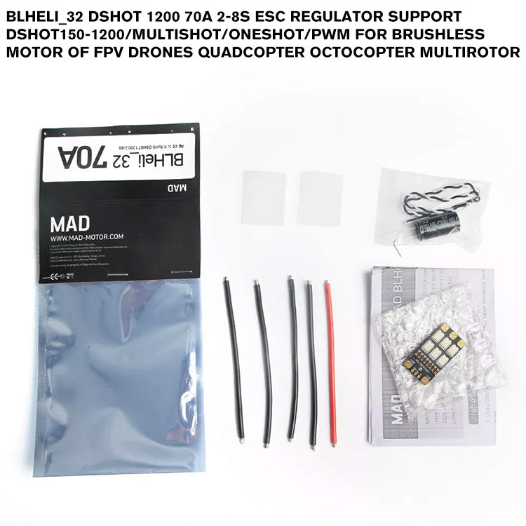 BLHeli_32 DSHOT 1200 70A 2-8S ESC Regulator Support DShot150-1200/MultiShot/OneShot/PWM For Brushless Motor Of FPV Drones Quadcopter Octocopter Multirotor