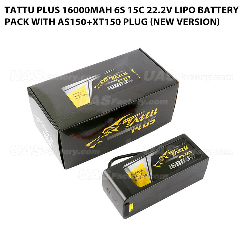 Tattu Plus 16000mAh 6S 15C 22.2V Lipo Battery Pack With AS150+XT150 Plug (New Version)