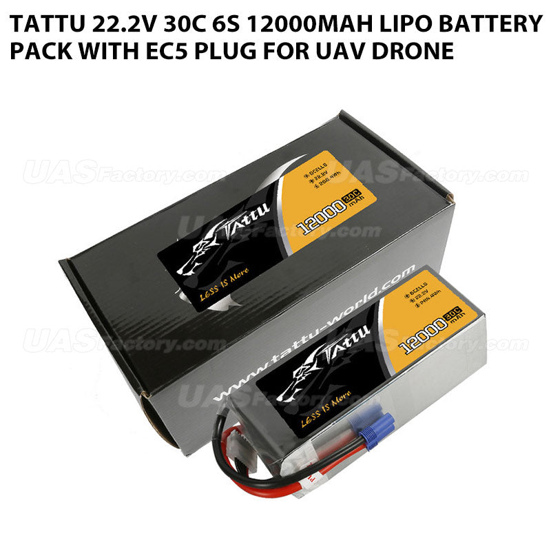 Tattu 22.2V 30C 6S 12000mAh Lipo Battery Pack With EC5 Plug For UAV Drone