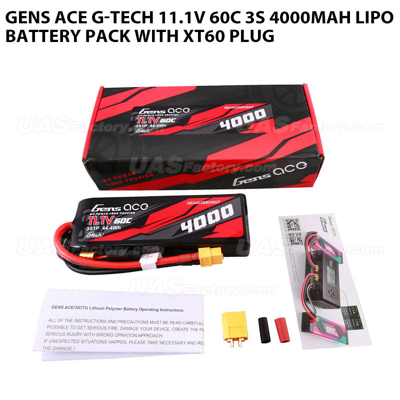 Gens Ace G-Tech 11.1V 60C 3S 4000mAh Lipo Battery Pack With XT60 Plug