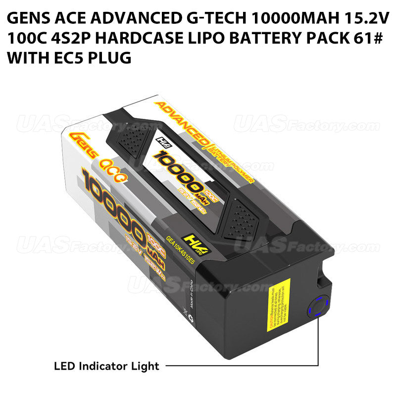 Gens Ace Advanced G-Tech 10000mAh 15.2V 100C 4S2P HardCase Lipo Battery Pack 61# With EC5 Plug