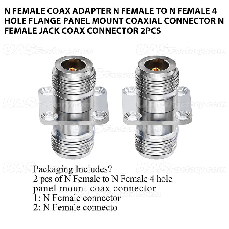 N Female Coax Adapter N Female to N Female 4 Hole Flange Panel Mount Coaxial Connector N Female Jack Coax Connector 2pcs