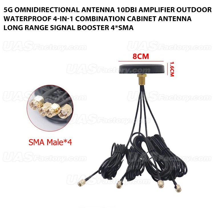 5G Omnidirectional Antenna 10dBi Amplifier Outdoor Waterproof 4-in-1 Combination Cabinet Antenna Long Range Signal Booster 4*SMA