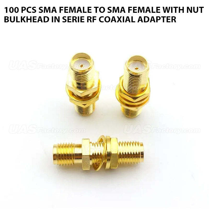 100 pcs SMA female to SMA female with nut bulkhead in serie RF coaxial adapter