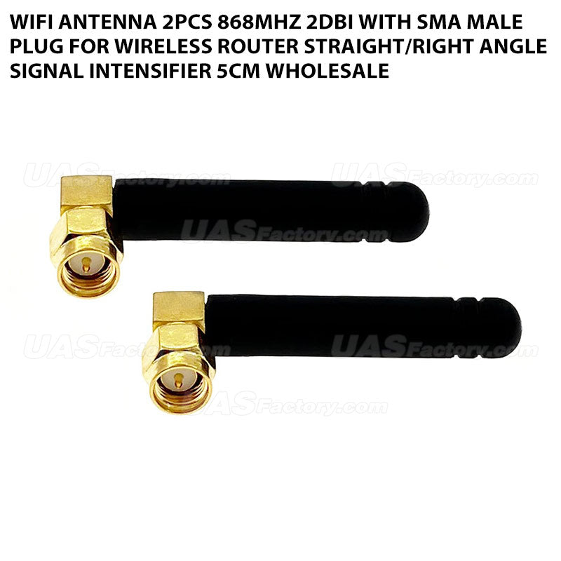 Wifi Antenna 2pcs 868MHz 2dBi with SMA Male Plug for Wireless Router Straight/Right Angle Signal Intensifier 5cm Wholesale