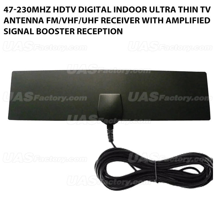 47-230MHz HDTV Digital Indoor Ultra Thin TV Antenna FM/VHF/UHF Receiver with Amplified Signal Booster Reception