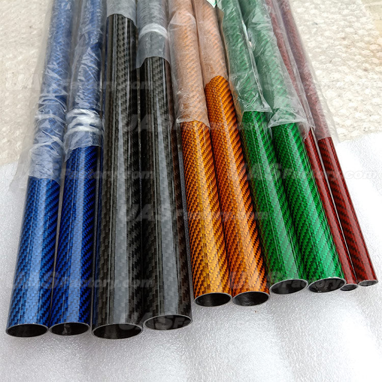 2Pcs/lot 500mm Carbon Fiber Tube 3K Glossy Surface Blue Red Silver Diameter 10mm 12mm 14mm 16mm 18mm 20mm 22mm 25mm 30mm